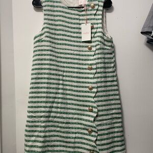 Entro Kids Dress with Green and White Stripes
